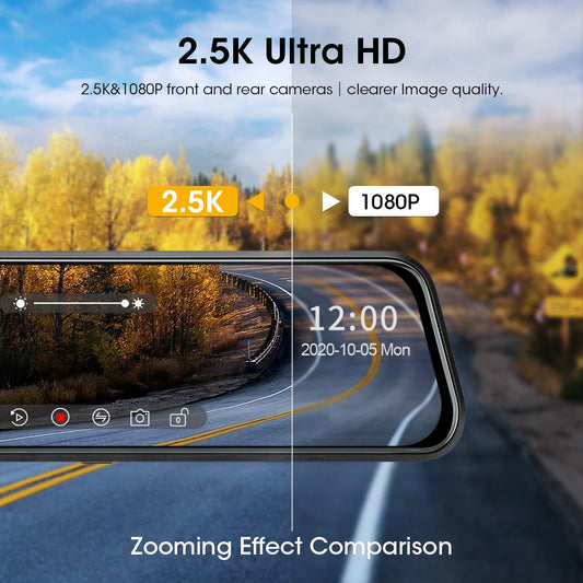 Spiegel DVR mit WIFI Auto Rückspiegel Recorder 2K Dash Cam Registrar Rückansicht Kamera Fahrzeug Black Box
