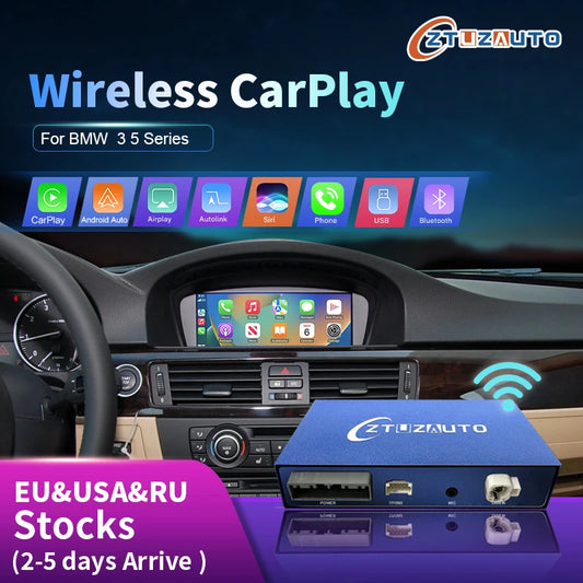 Безжичен CarPlay за BMW 3/5 Series E90 E91 E92 E93 E60 E61 2008-2013, с Android Auto Mirror Link AirPlay Car Play